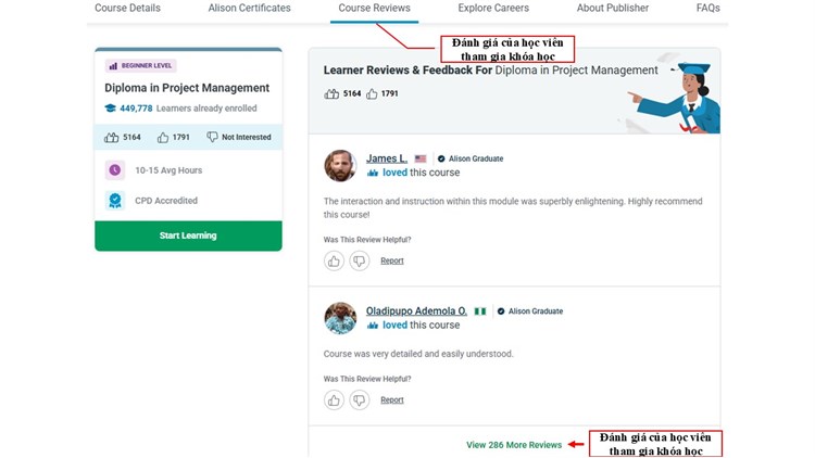 [Alison] Khóa học “Diploma in Project Management”. Khóa học cấp bằng trực tuyến miễn phí này sẽ hướng dẫn bạn cách triển khai các giai đoạn của dự án như một chuyên gia thực hiện công việc.