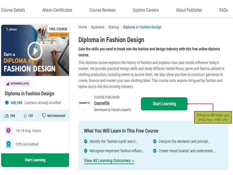 [Alison] Khóa học Thiết kế Thời trang “Diploma in Fashion Design”