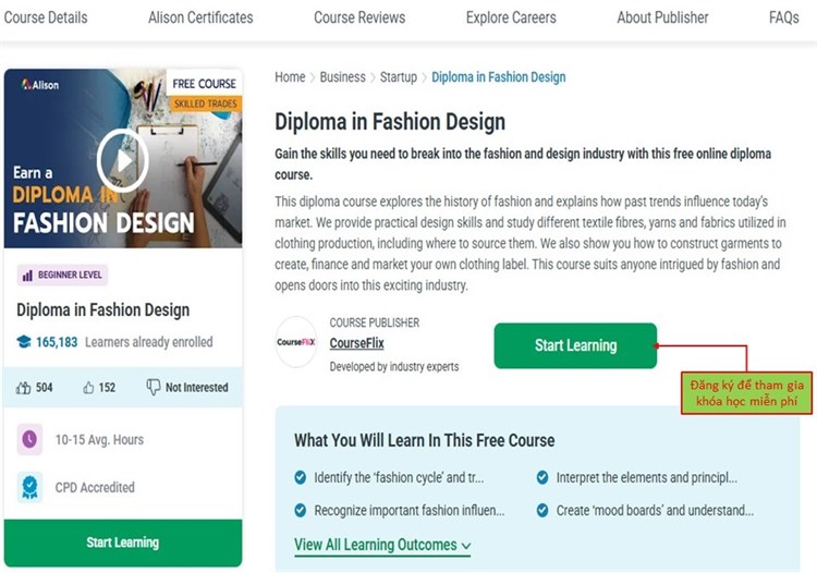 [Alison] Khóa học Thiết kế Thời trang “Diploma in Fashion Design”