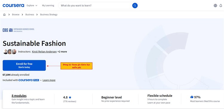 [Coursera] Giới thiệu về khóa mọc mở hoàn toàn miễn phí chuyên ngành Thiết kế thời trang: “Sustainable Fashion - Thời trang bền vững” trên nền tảng Coursera