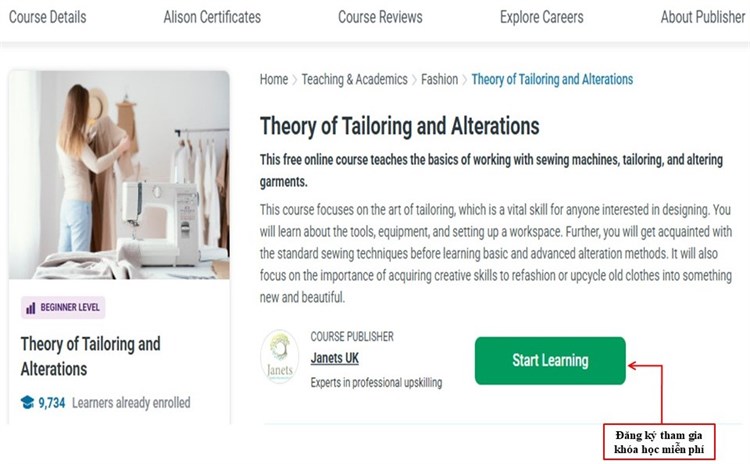 [Alison] Khóa học `Theory of Tailoring and Alterations - Lý thuyết cắt may và chỉnh sửa trang phục`