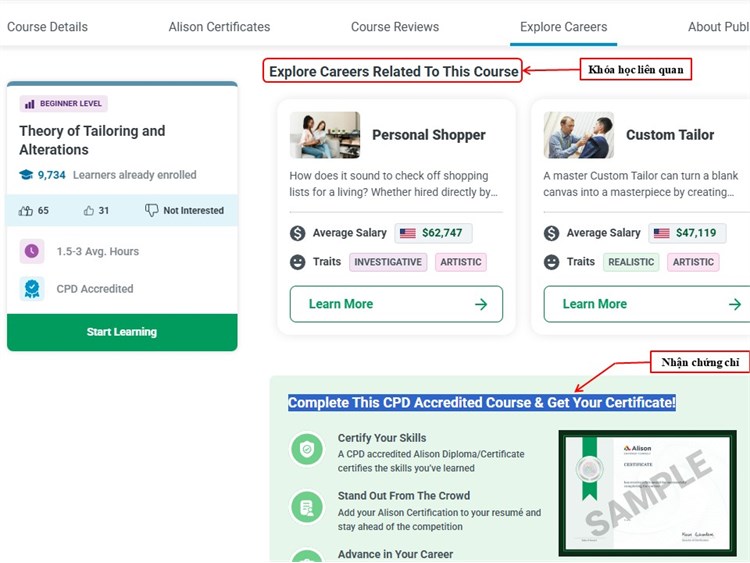 [Alison] Khóa học `Theory of Tailoring and Alterations - Lý thuyết cắt may và chỉnh sửa trang phục`