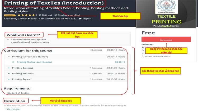 [Textile Courses Online] Nền tảng giáo dục trực tuyến đầu tiên và lớn nhất hiện nay chuyên về lĩnh vực dệt may