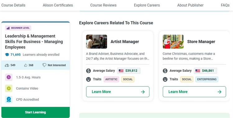 [Alison] Khóa học “Leadership & Management Skills For Business - Managing Employees – Kỹ năng lãnh đạo và quản lý trong kinh doanh - Quản lý nhân viên” miễn phí trên Alison