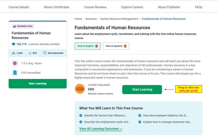 [Alison] Giới thiệu về khóa học miễn phí “Fundamentals of Human Resources - Những kiến ​​thức cơ bản về quản lý nhân sự`
