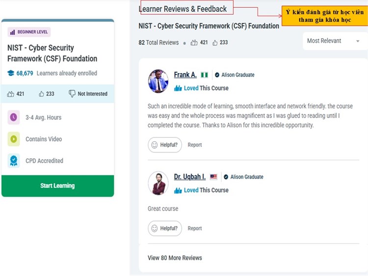 [Alison] Giới thiệu khóa học : “NIST - Cyber Security Framework (CSF) Foundation - NIST - Khung An ninh mạng (CSF) cơ bản”