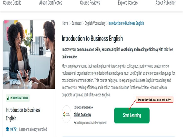 [Alison] Giới thiệu khóa học miễn phí `Introduction to Business English - Nhập môn Tiếng Anh Thương mại`