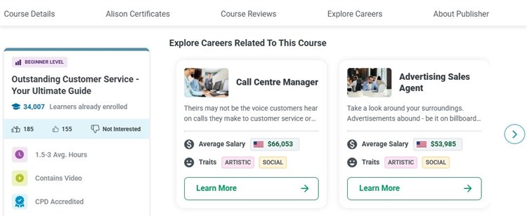 [Alison] Khóa học “Outstanding Customer Service - Your Ultimate Guide - Dịch vụ khách hàng xuất sắc - Hướng dẫn tối ưu dành cho bạn” hoàn toàn miễn phí.