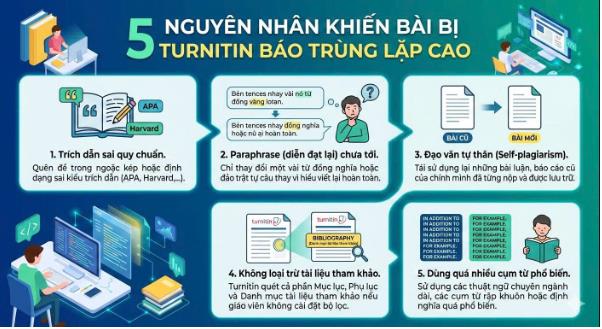 `GÓC TƯ VẤN` Vì sao bài viết của bạn bị Turnitin báo trùng lặp cao?