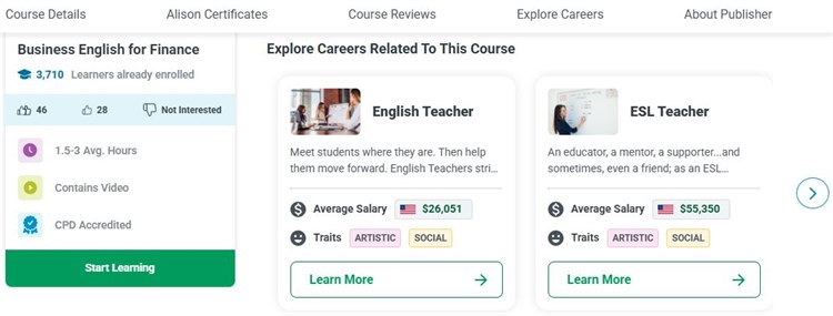 [Alison] Khóa học “Business English for Finance – Tiếng Anh thương mại chuyên ngành tài chính” hoàn toàn miễn phí.