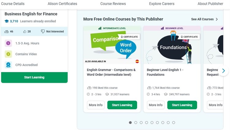 [Alison] Khóa học “Business English for Finance – Tiếng Anh thương mại chuyên ngành tài chính” hoàn toàn miễn phí.