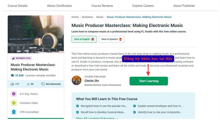 [Alison] Khóa học “Music Producer Masterclass - Khóa học chuyên sâu về sản xuất âm nhạc`