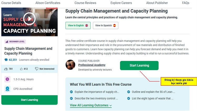 [Alison] Khóa học “Supply Chain Management & Capacity Planning” – Quản lý chuỗi cung ứng & Hoạch định năng lực sản xuất