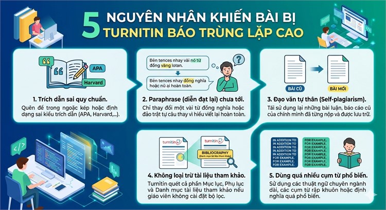 `GÓC TƯ VẤN` Vì sao bài viết của bạn bị Turnitin báo trùng lặp cao?