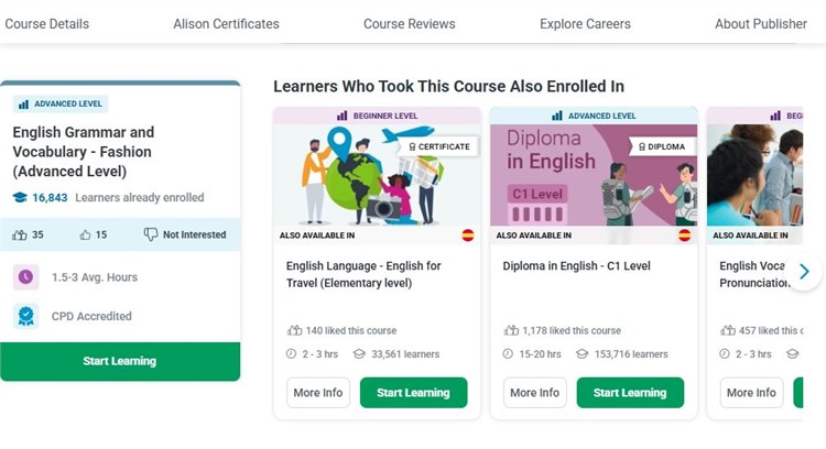 [Alison] Khóa học “English Grammar and Vocabulary - Fashion (Advanced Level) – Ngữ pháp và từ vựng tiếng Anh - Thời trang (Trình độ nâng cao)” hoàn toàn miễn phí.
