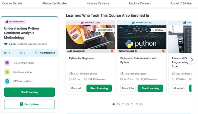[Alison] Khóa học “Understanding Python Sentiment Analysis Methodology - Tìm hiểu phương pháp phân tích cảm xúc bằng Python” hoàn toàn miễn phí.
