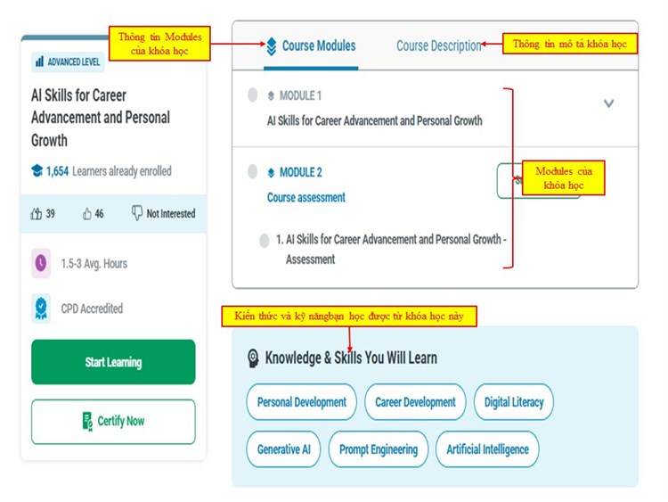 [ Alison] Khóa học: AI Skills for Career Advancement and Personal Growth = Kỹ năng AI dành cho thăng tiến nghề nghiệp và phát triển bản thân.