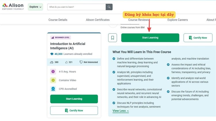 [Alison] Khóa học “Introduction to Artificial Intelligence (AI) – Nhập môn trí tuệ nhân tạo