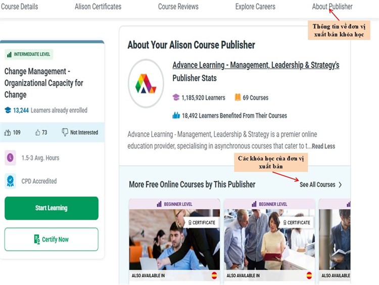 [ Alison] Khóa học mở: `Change Management - Organizational Capacity for Change = Quản lý thay đổi - Năng lực tổ chức để thích ứng với sự thay đổi`
