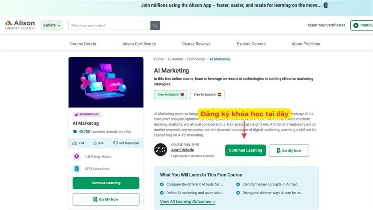 [Alison] Khóa học mở: AI Marketing