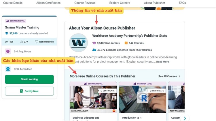 [Alison] Khóa học mở “Scrum Master Training” - Khóa học trực tuyến miễn phí này trình bày rõ vai trò và trách nhiệm của một Scrum Master trong việc điều phối một dự án thành công.