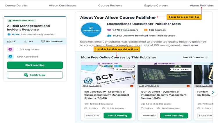 [Alison] Khóa học mở “AI Risk Management and Incident Response” – Quản lý rủi ro AI và ứng phó sự cố