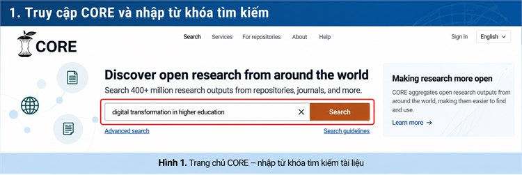 NGUỒN TIN TRUY CẬP MỞ CORE – KHO TÀI NGUYÊN NGHIÊN CỨU KHOA HỌC QUỐC TẾ