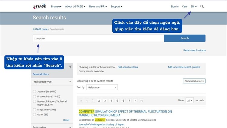J-STAGE là nền tảng tạp chí trực tuyến hàng đầu dành cho các ấn phẩm học thuật tại Nhật Bản