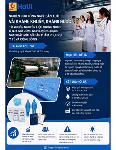 Nghiên cứu công nghệ sản xuất vải kháng khuẩn, kháng nước từ nguồn nguyên liệu trong nước ở quy mô công nghiệp, ứng dụng sản xuất một số sản phẩm phục vụ y tế và cộng đồng