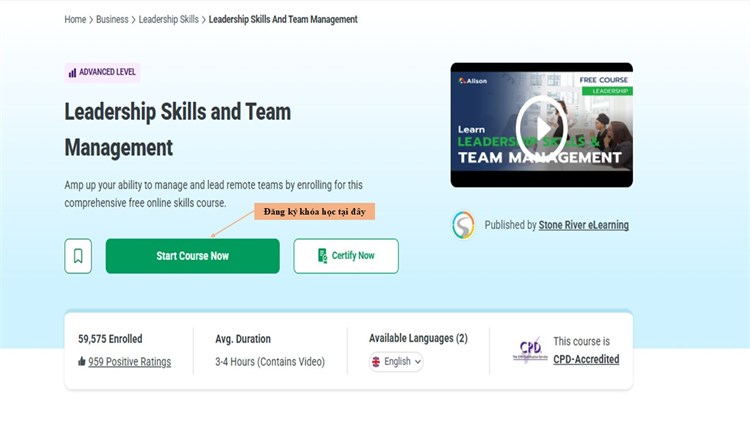 [Alison] Khóa học mở LEADERSHIP SKILLS AND TEAM MANAGEMENT - Kỹ năng lãnh đạo và quản lý đội nhóm.