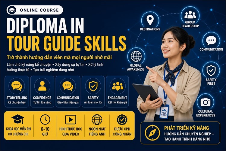 [Alison] Khóa học miễn phí `DIPLOMA IN TOUR GUIDE SKILLS - Chứng chỉ nghề hướng dẫn viên du lịch`