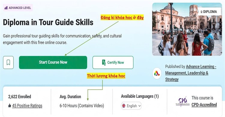 [Alison] Khóa học miễn phí `DIPLOMA IN TOUR GUIDE SKILLS - Khóa học Kỹ năng hướng dẫn Du lịch`