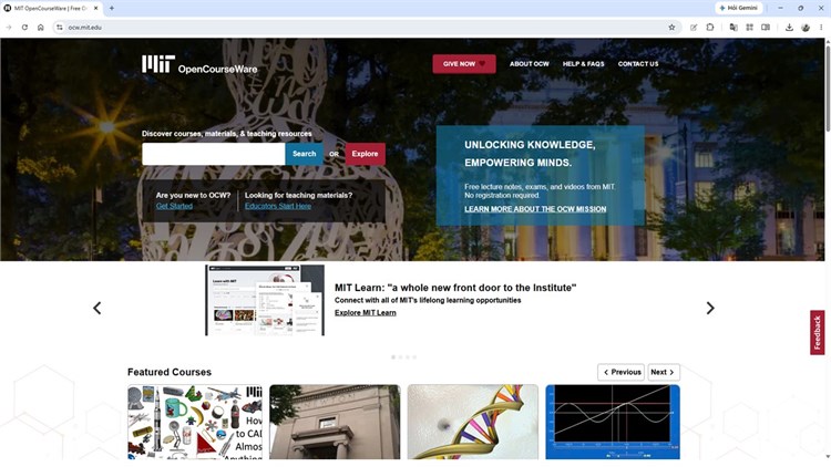 MIT OpenCourseWare – Kho học liệu mở từ Viện Công nghệ Massachusetts