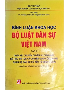 Bình luận khoa học bộ luật dân sự Việt Nam Tập 3