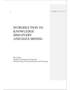 Introduction to Knowledge Discovery and Data Mining