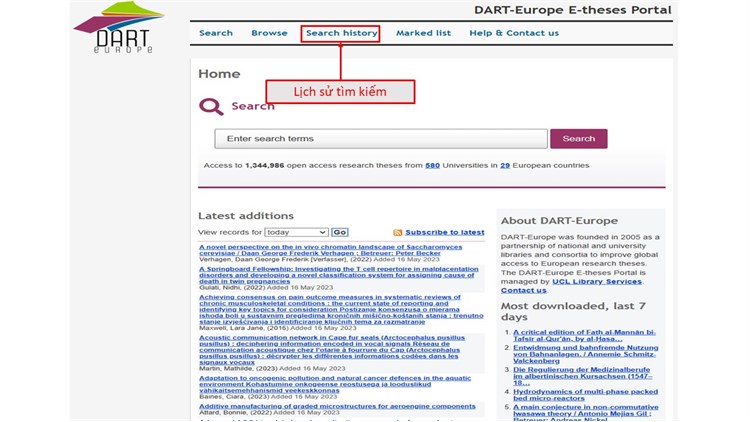 Hướng dẫn sử dụng DART-Europe E-theses Portal (Cổng thông tin luận án điện tử châu Âu)