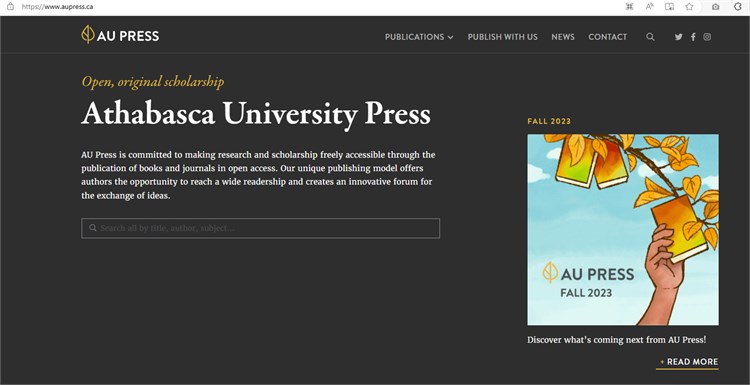 AU Press: cơ quan báo chí truy cập mở đầu tiên được thành lập ở Canada.