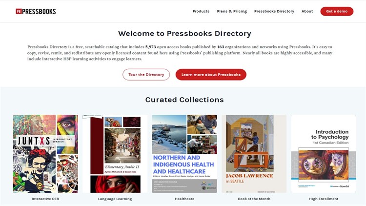 Danh mục sách miễn phí Pressbooks Directory