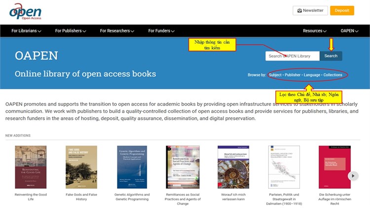 Giới thiệu và hướng dẫn sử dụng OAPEN: Xuất bản truy cập mở trong các mạng châu Âu