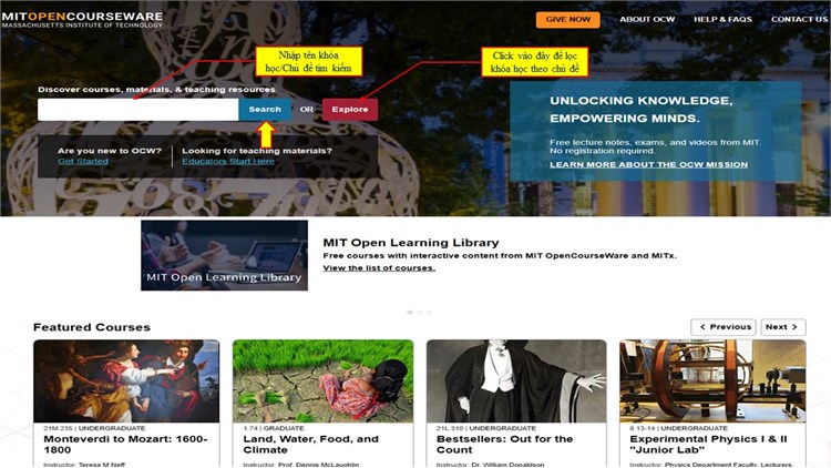 MIT OpenCourseWare nguồn học liệu miễn phí của Viện Công nghệ Massachusetts