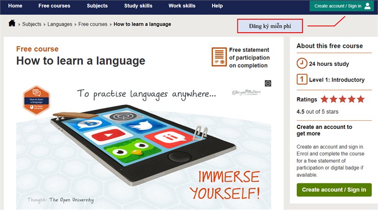 Khóa học “How to learn a language ` trên hệ thống OpenLearn