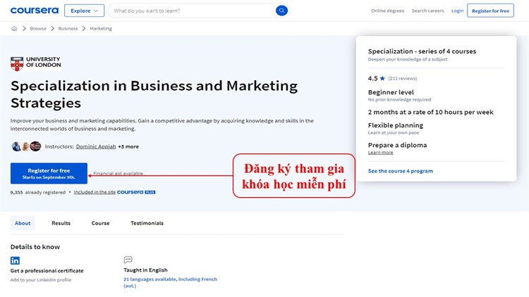 [Coursera] Khóa học “Specialization in Business and Marketing Strategies – Chuyên môn về chiến lược thương mại và tiếp thị`