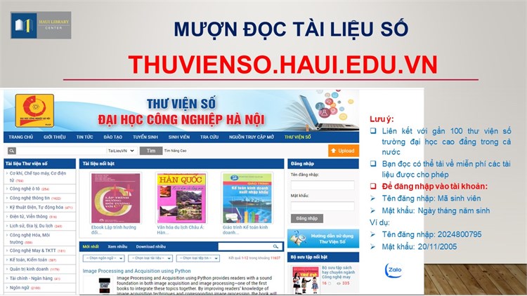 Tài liệu Hướng dẫn khai thác và sử dụng tài nguyên thông tin Thư viện Đại học Công nghiệp Hà Nội năm 2024