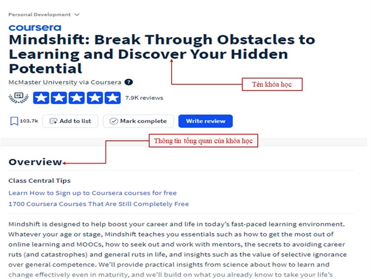 [Coursena] Khóa học Mindshift: Vượt qua những trở ngại để học hỏi và khám phá những tài năng tiềm ẩn của bạn