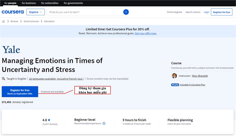[Coursena] Khóa học “Managing Emotions in Times of Uncertainty & Stress - Quản lý cảm xúc trong thời điểm bất ổn và căng thẳng` của Đại học Yale