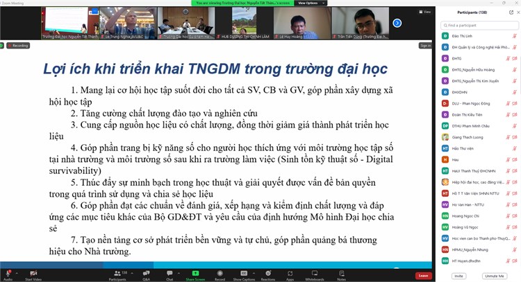 Thư viện Đại học Công nghiệp Hà Nội tham dự Tọa đàm `Chia sẻ kinh nghiệm triển khai tài nguyên giáo dục mở tại thư viện các trường ĐH ở Việt Nam`