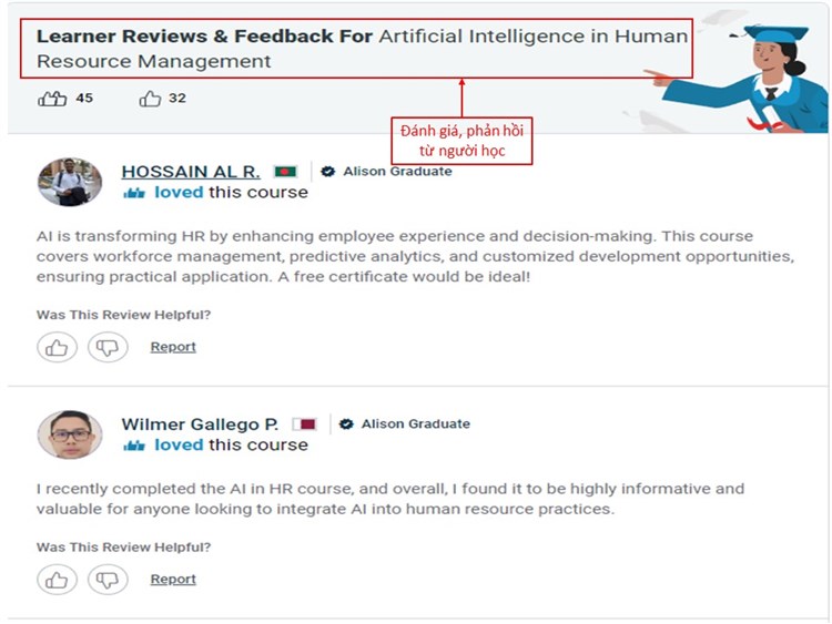 Giới thiệu khóa học miễn phí: `Trí tuệ nhân tạo trong quản lý nguồn nhân lực` trên nền tảng Alison