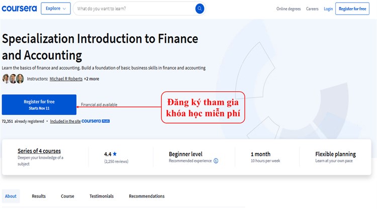 Khóa học mở “Specialization Introduction to Finance and Accounting - Khóa học chuyên sâu: Giới thiệu về Tài chính và Kế toán” đến từ Đại học Pennsylvania, Hoa Kỳ