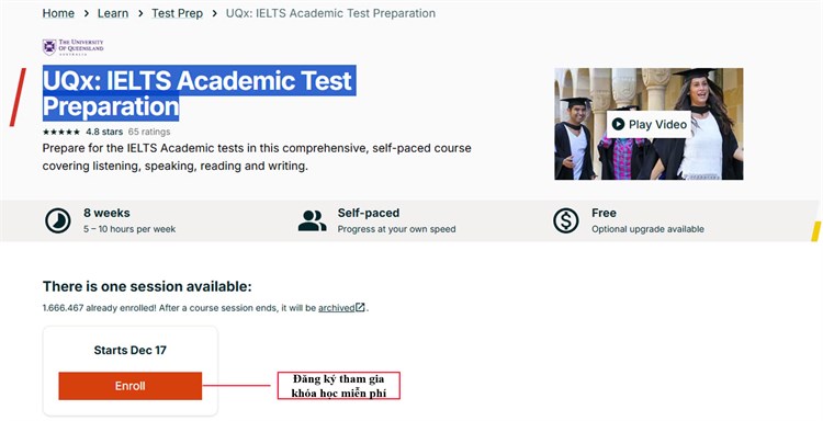 [edX] Khóa học “IELTS Academic Test Preparation - Luyện thi IELTS học thuật” của Đại học Queensland