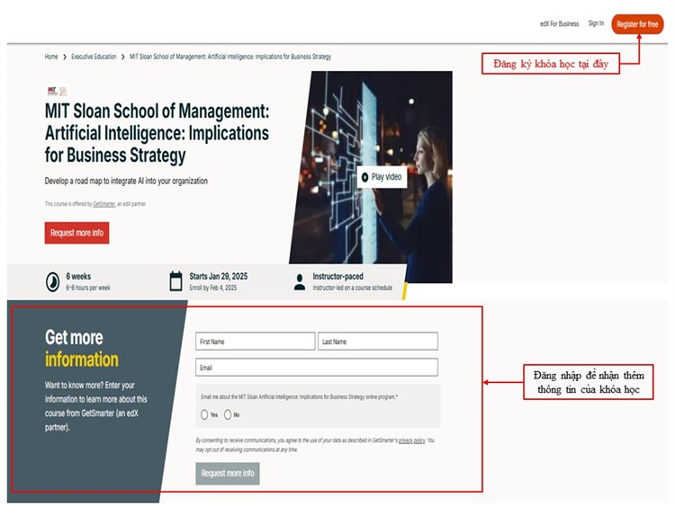 Khóa học mở miễn phí `Artificial Intelligence: Implications for Business Strategy, Develop a Roadmap to Integrate AI into Your Organization` của trường Trường Quản lý MIT Sloan